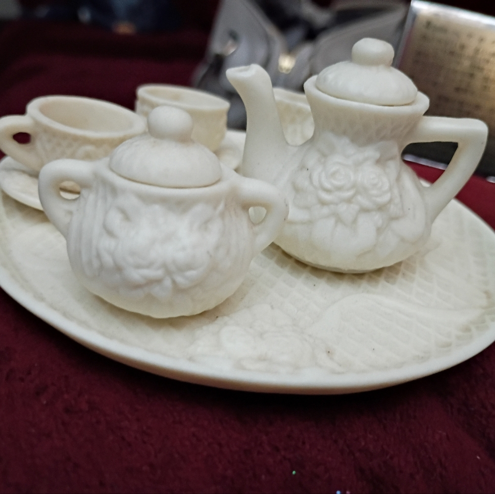 Elegant White Miniature Tea Set